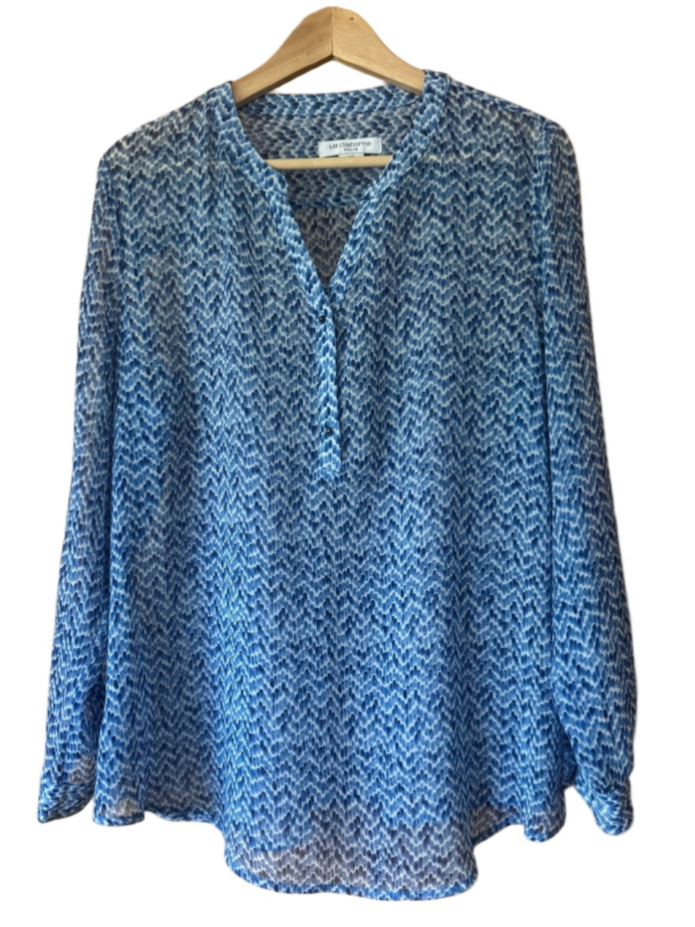 Liz Claiborne Abstract Print Lightweight Long Sleeve Blouse Petite size XL
